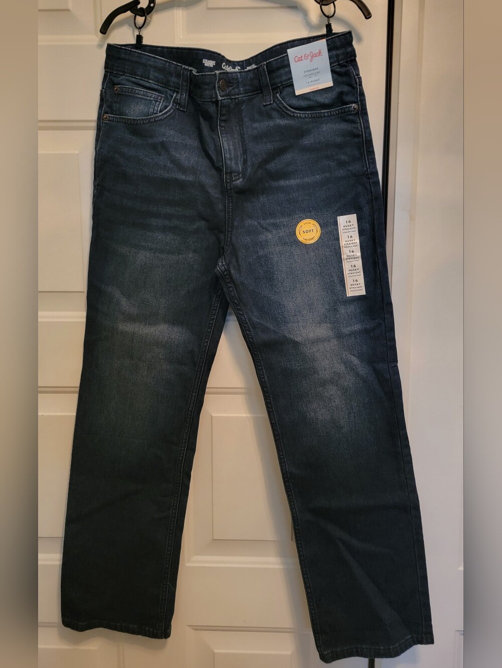 Cat & Jack Boys Dark Navy Straight Jeans Husky Size 16